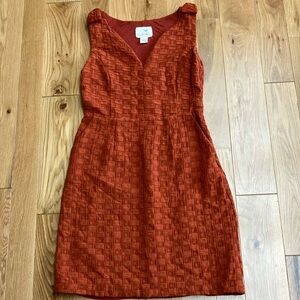 Tabitha Terracotta Textured Dress with bows and pockets sz 10
